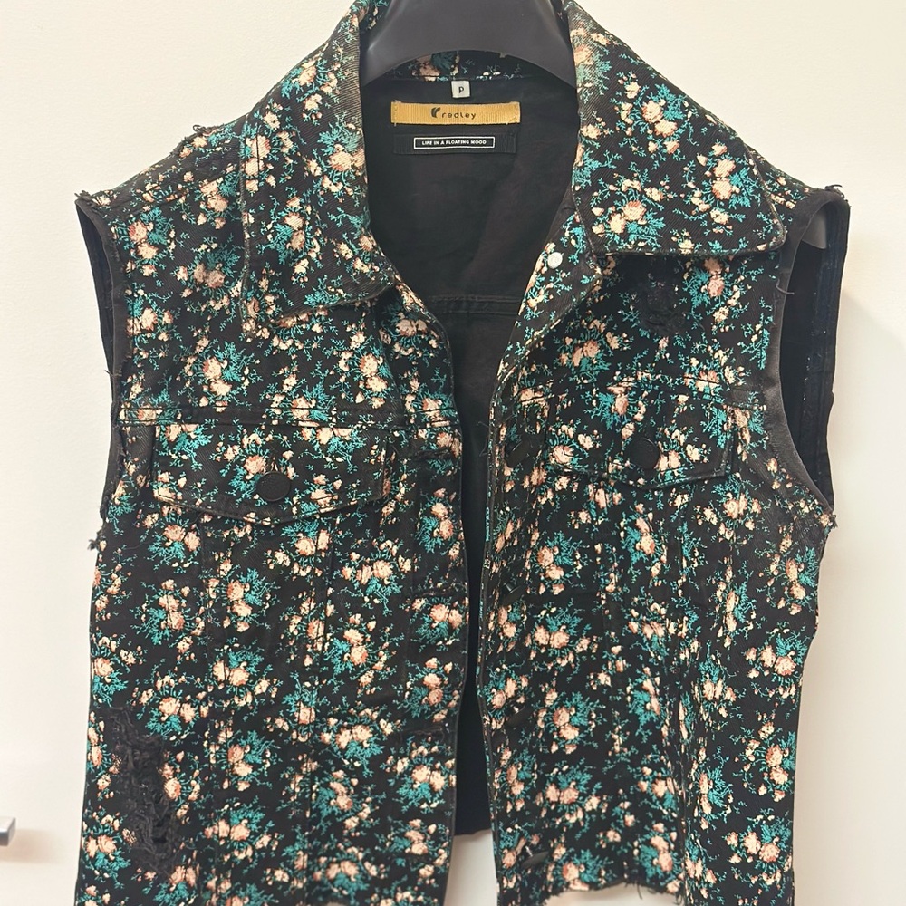 Floral Denim Vest by Redley